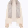KNIT STOLE WITH FAUX FUR COLLAR