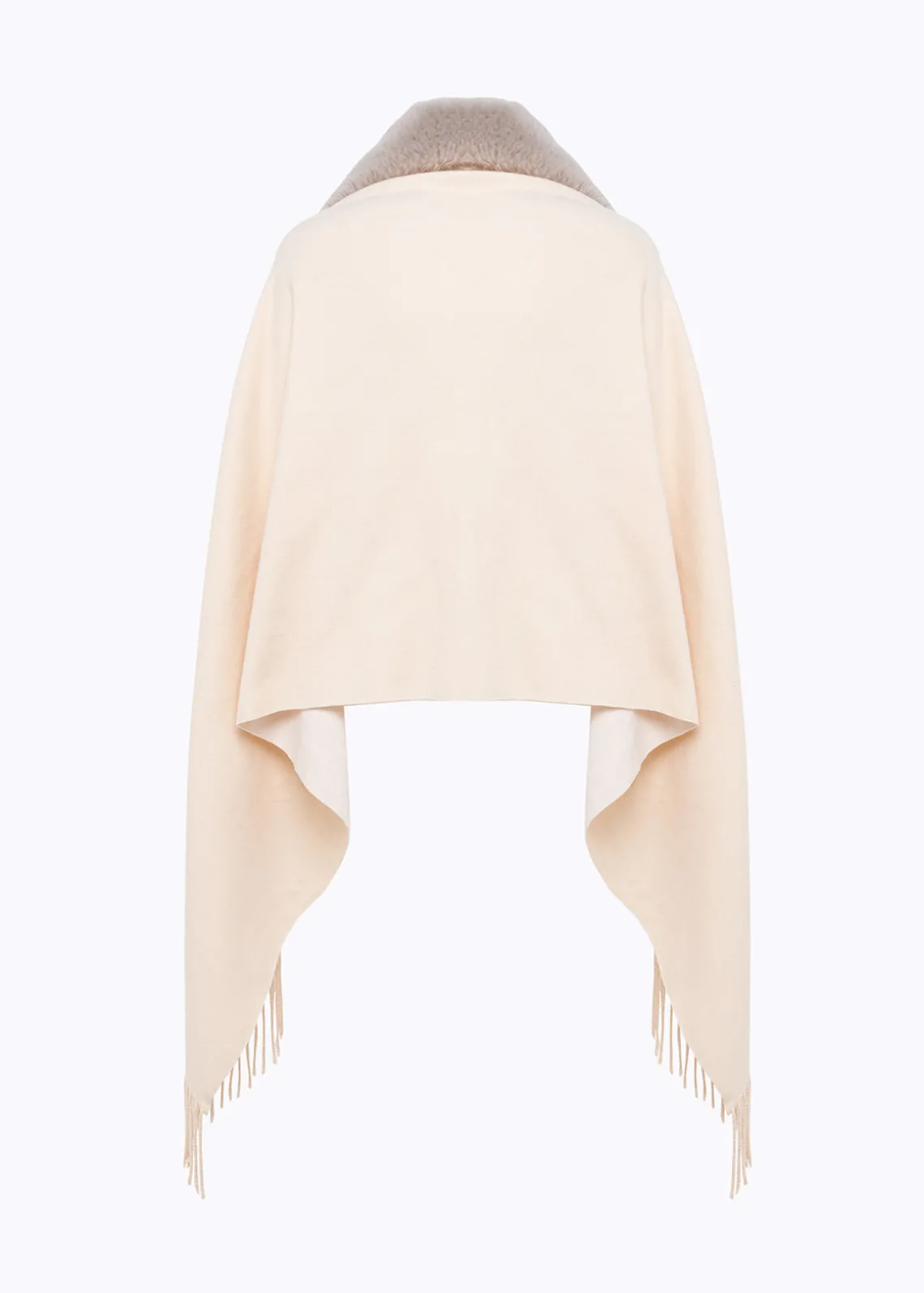 KNIT STOLE WITH FAUX FUR COLLAR