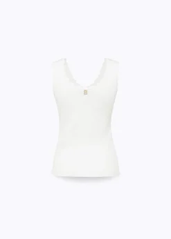 KNIT TOP WITH SCALLOPED EDGES