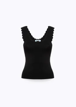 KNIT TOP WITH SCALLOPED EDGES