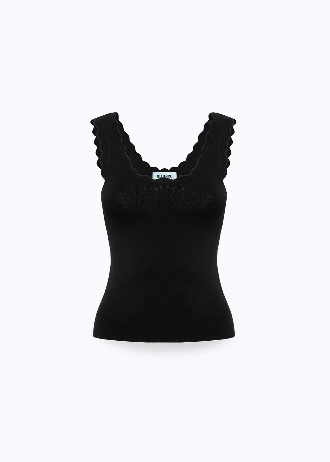KNIT TOP WITH SCALLOPED EDGES