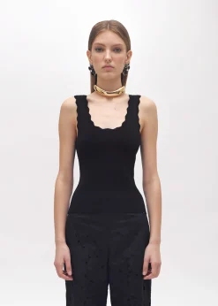 KNIT TOP WITH SCALLOPED EDGES