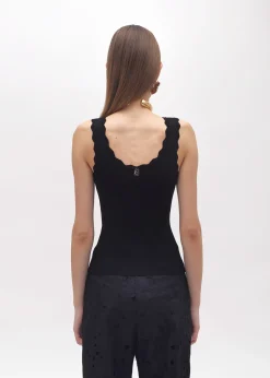 KNIT TOP WITH SCALLOPED EDGES