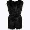 KNIT VEST FAUX FUR