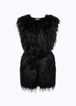 KNIT VEST FAUX FUR