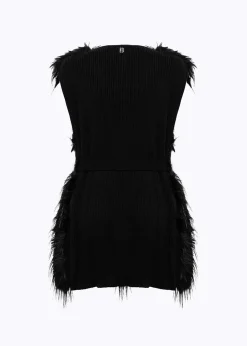 KNIT VEST FAUX FUR