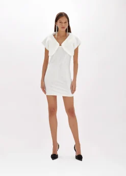 Knitted dress with faux fur shrug