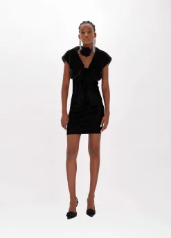 Knitted dress with faux fur shrug