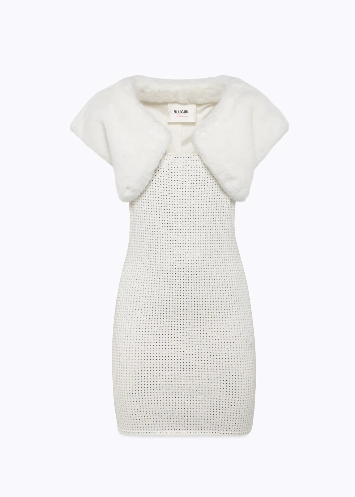 Knitted dress with faux fur shrug