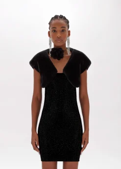 Knitted dress with faux fur shrug