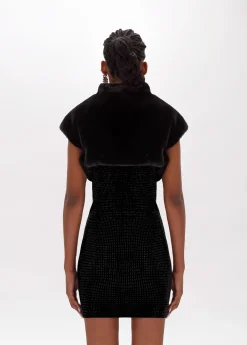 Knitted dress with faux fur shrug