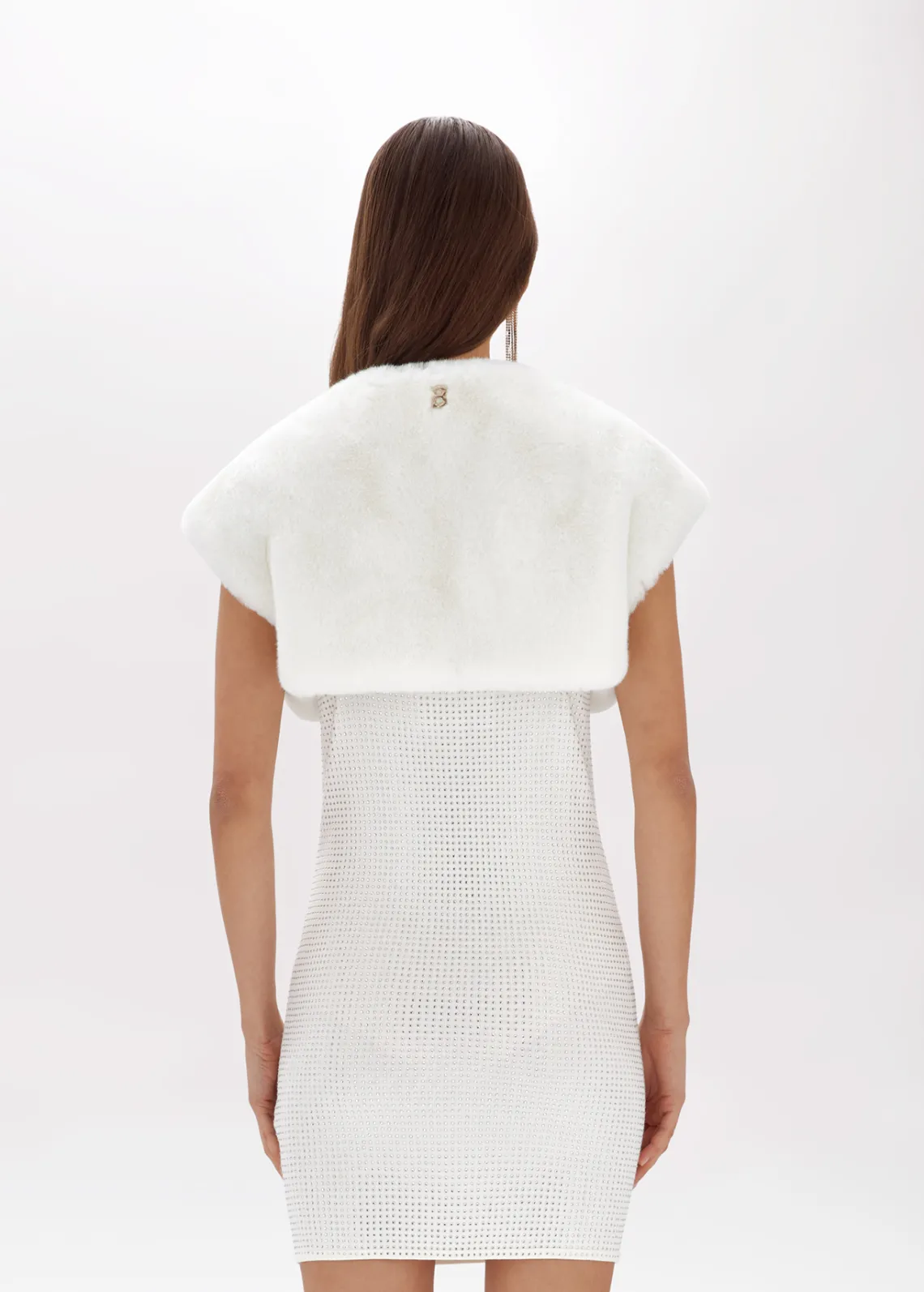 Knitted dress with faux fur shrug