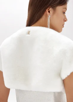 Knitted dress with faux fur shrug