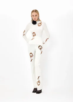 KNITTED PANTS WITH ROSES