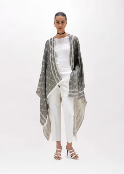 KNITTED PONCHO WITH LOGO