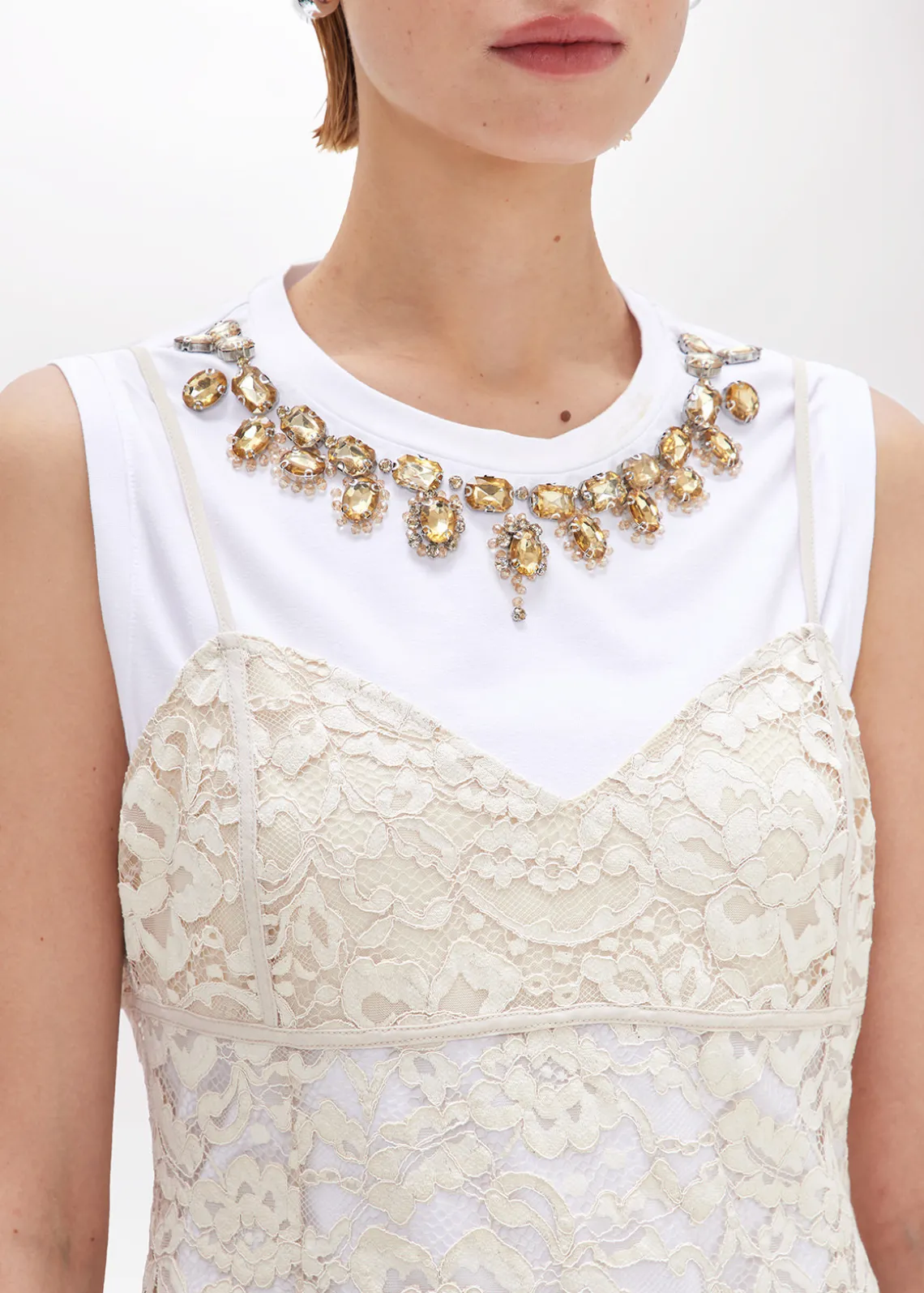 LACE DRESS AND TOP IN JERSEY WITH EMBROIDERY