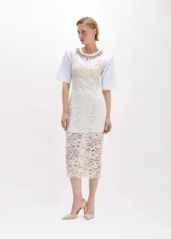 LACE DRESS AND T-SHIRT IN JERSEY WITH EMBROIDERY