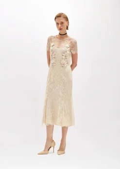 LACE MIDI DRESS WITH EMBROIDERY
