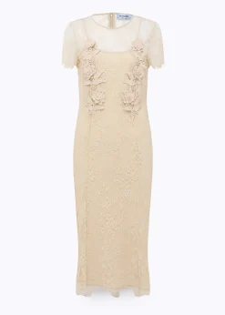 LACE MIDI DRESS WITH EMBROIDERY