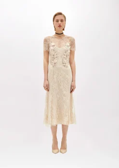 LACE MIDI DRESS WITH EMBROIDERY