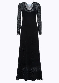 LACE STITCH LONG DRESS WITH EMBROIDERY