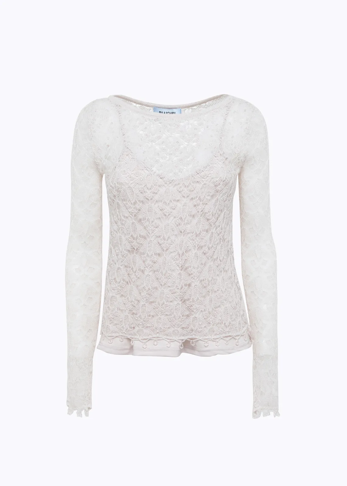 LACE STITCH SWEATER WITH EMBROIDERY