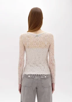 LACE STITCH SWEATER WITH EMBROIDERY