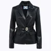 LEATHER BLAZER JACKET WITH BELT