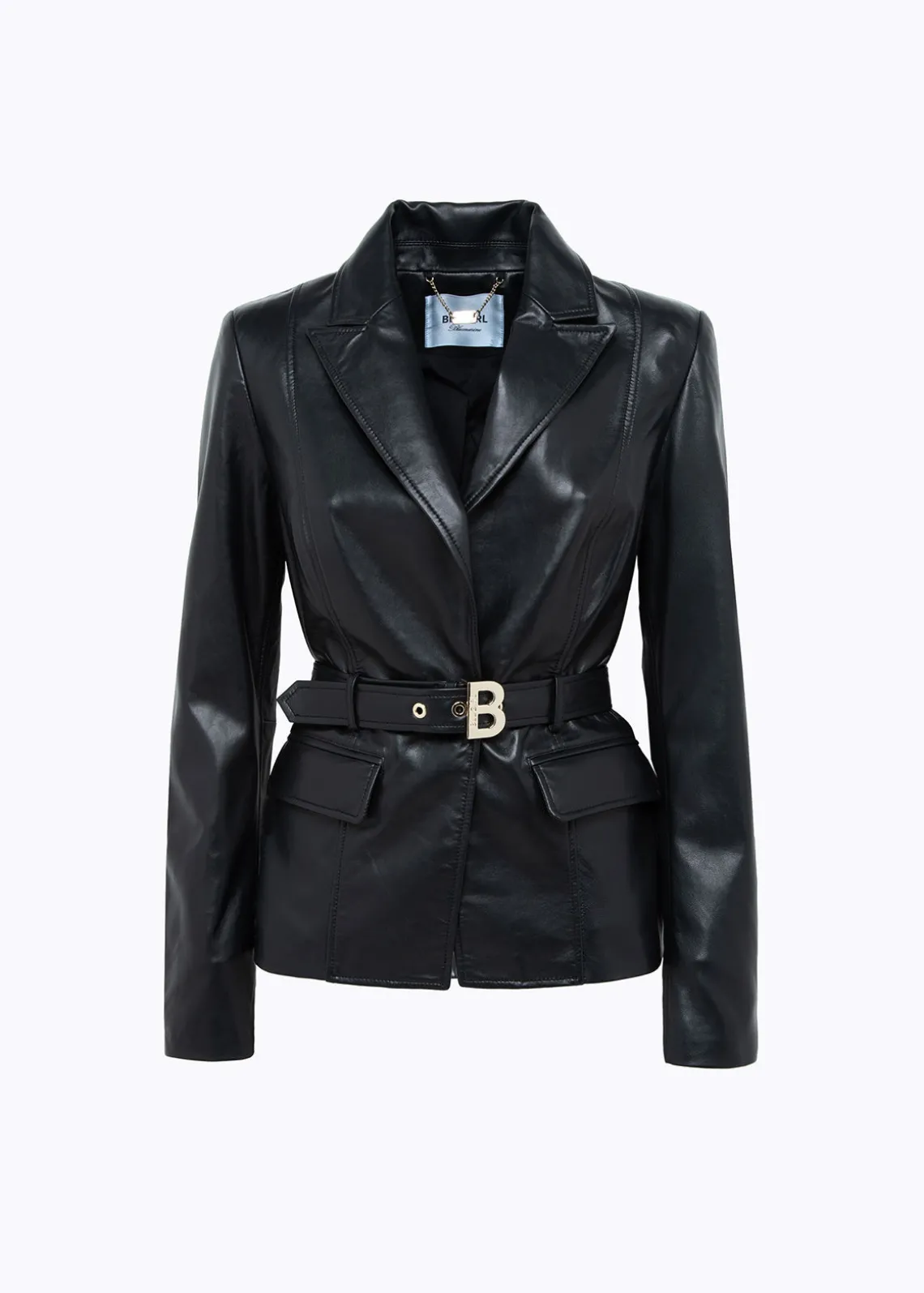 LEATHER BLAZER JACKET WITH BELT