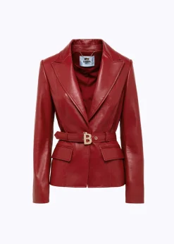 LEATHER BLAZER JACKET WITH BELT