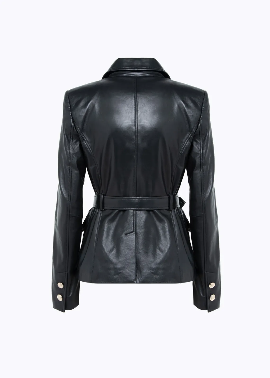 LEATHER BLAZER JACKET WITH BELT