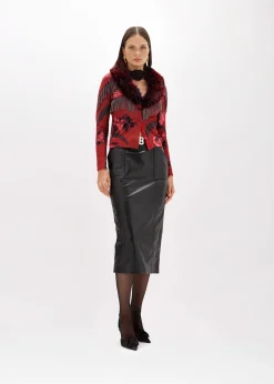 LEATHER MIDI SKIRT WITH BELT