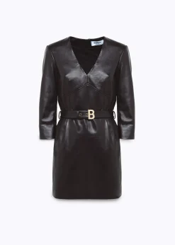 LEATHER MINI DRESS WITH BELT