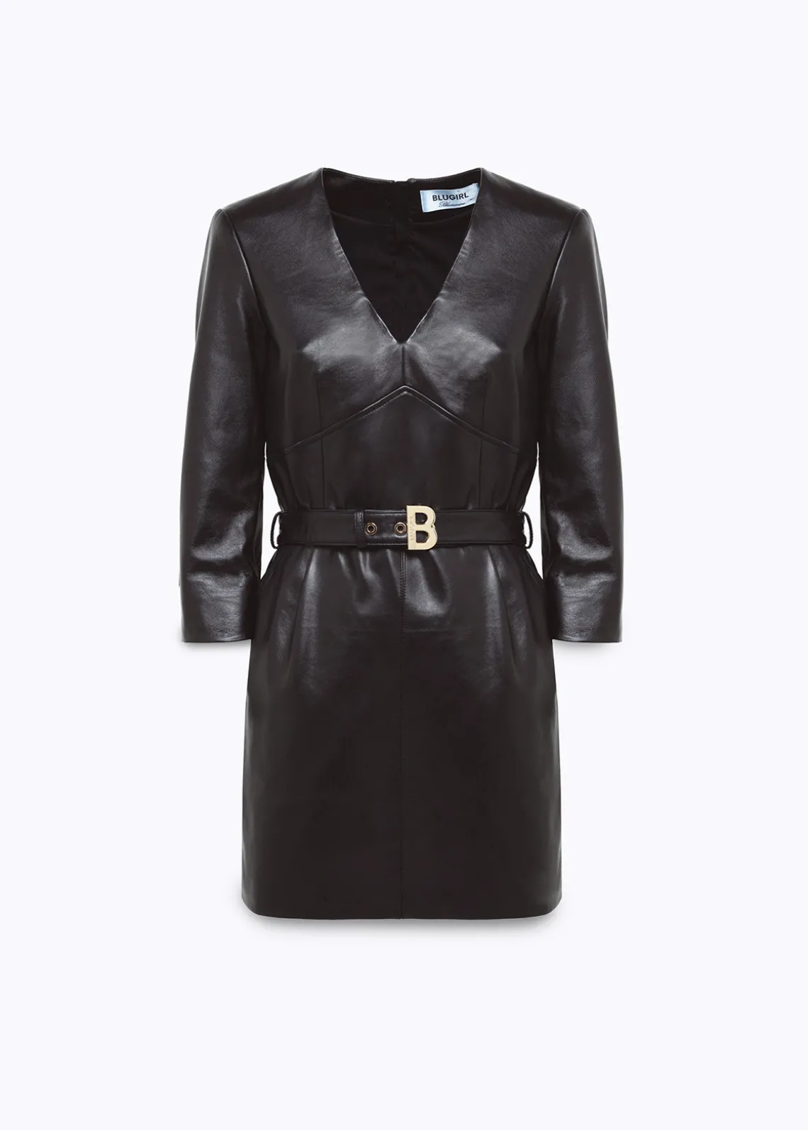 LEATHER MINI DRESS WITH BELT