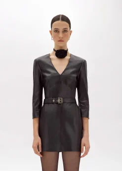 LEATHER MINI DRESS WITH BELT