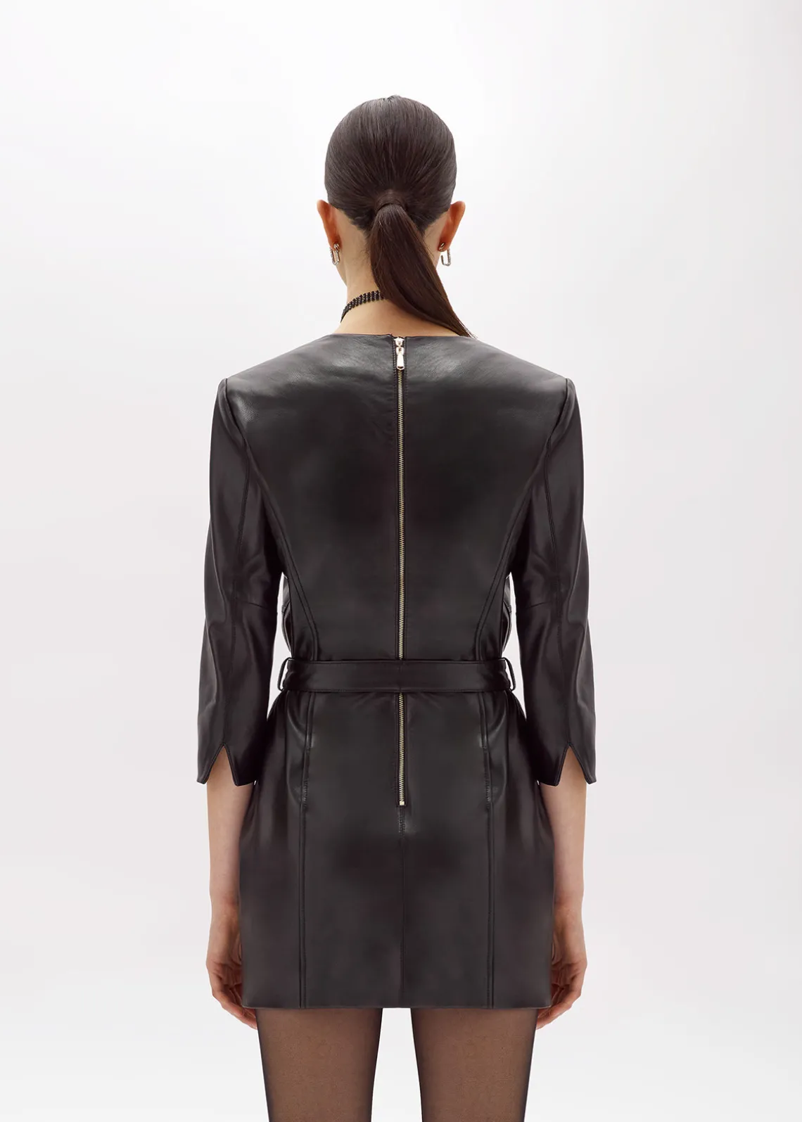 LEATHER MINI DRESS WITH BELT
