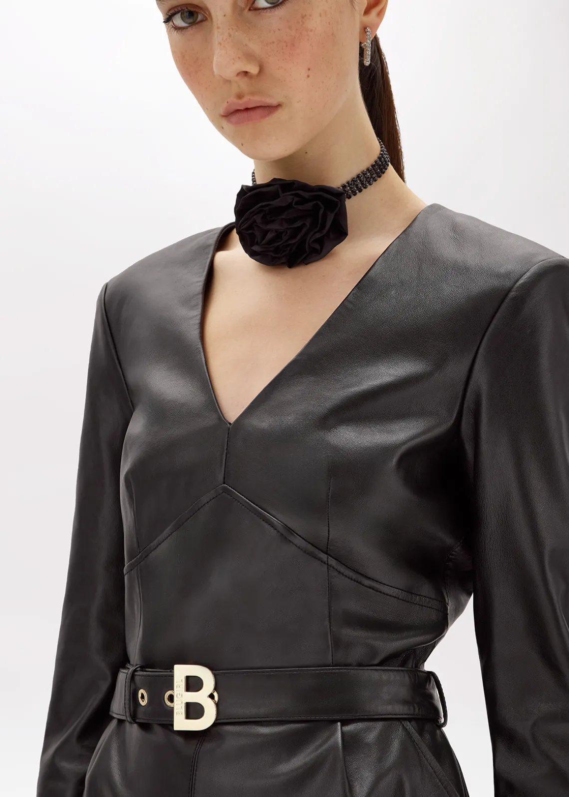 LEATHER MINI DRESS WITH BELT