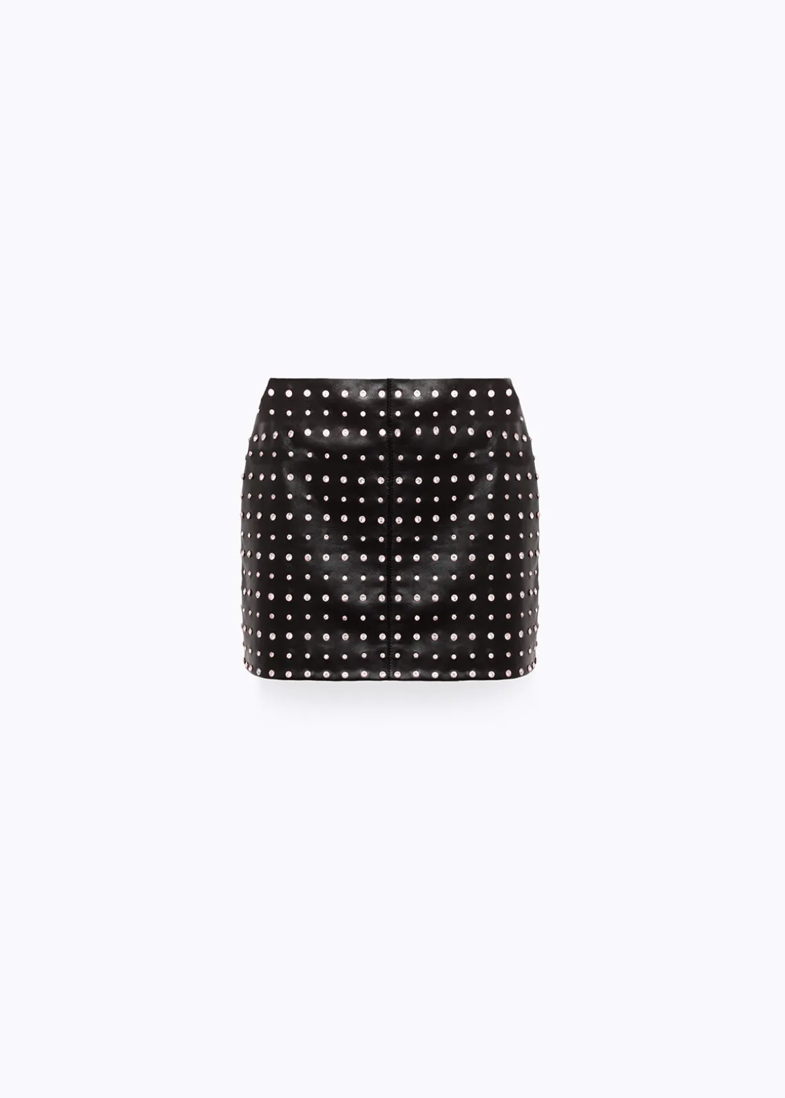 LEATHER MINI SKIRT WITH CRYSTAL RIVETS
