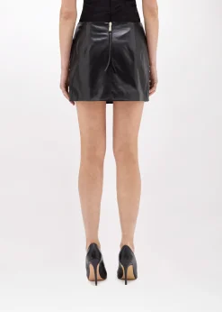 LEATHER MINI SKIRT WITH CRYSTAL RIVETS