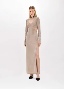 Long dress in tulle with rhinestones