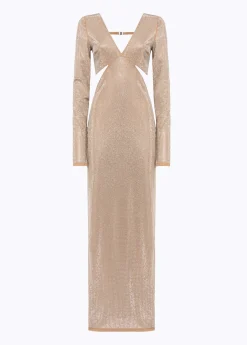 Long dress in tulle with rhinestones