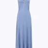 LONG DRESS WITH DRAPED DETAILS AND NECKLACE