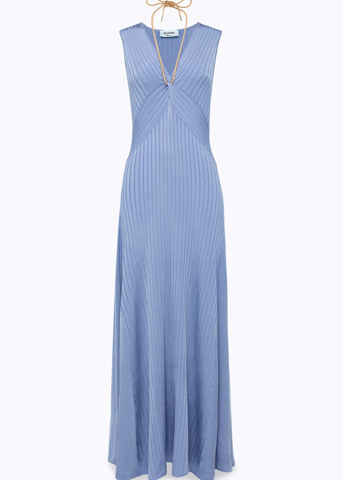 LONG DRESS WITH DRAPED DETAILS AND NECKLACE