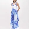 LONG POPLIN DRESS WITH ROSE DECORATION