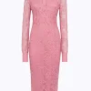 Longuette dress in stretch lace