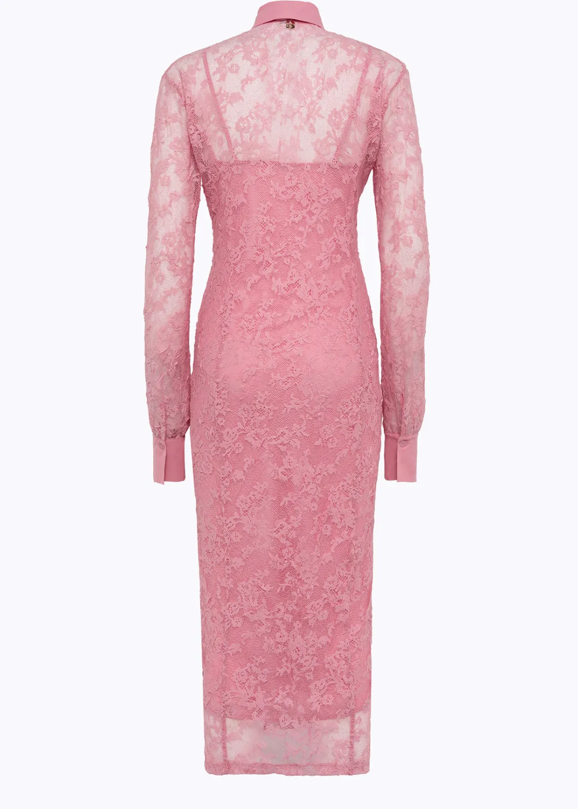 Longuette dress in stretch lace