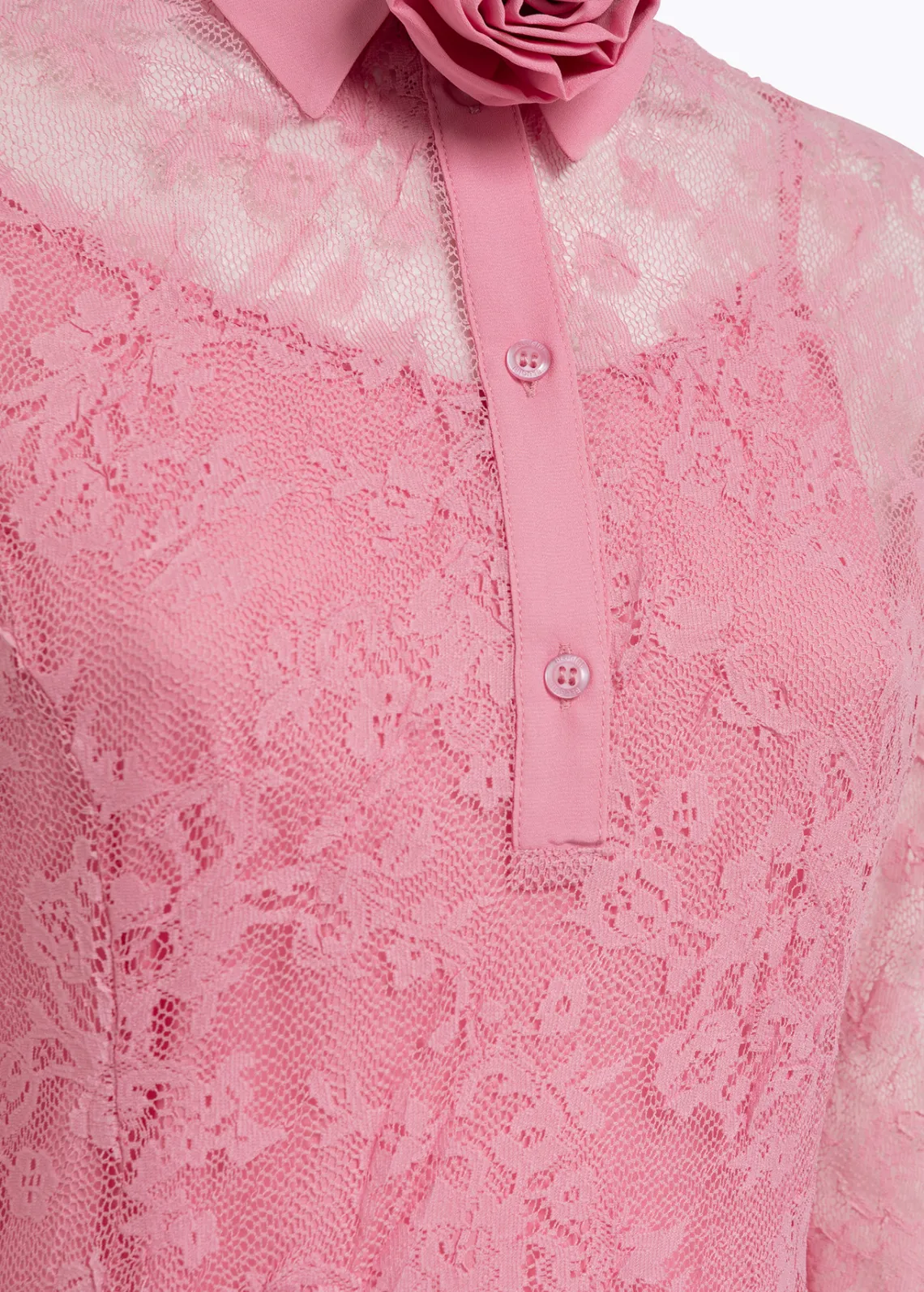 Longuette dress in stretch lace