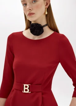 MIDI DRESS IN STRETCH CRÊPE