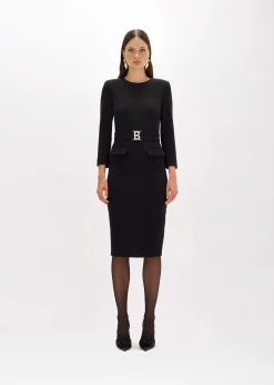 MIDI DRESS IN STRETCH WOOL CADY