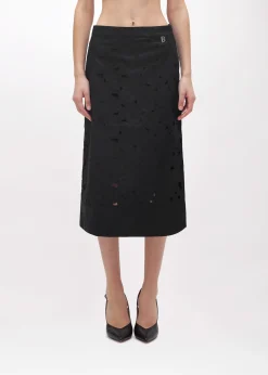 MIDI SKIRT WITH INLAID ROSES